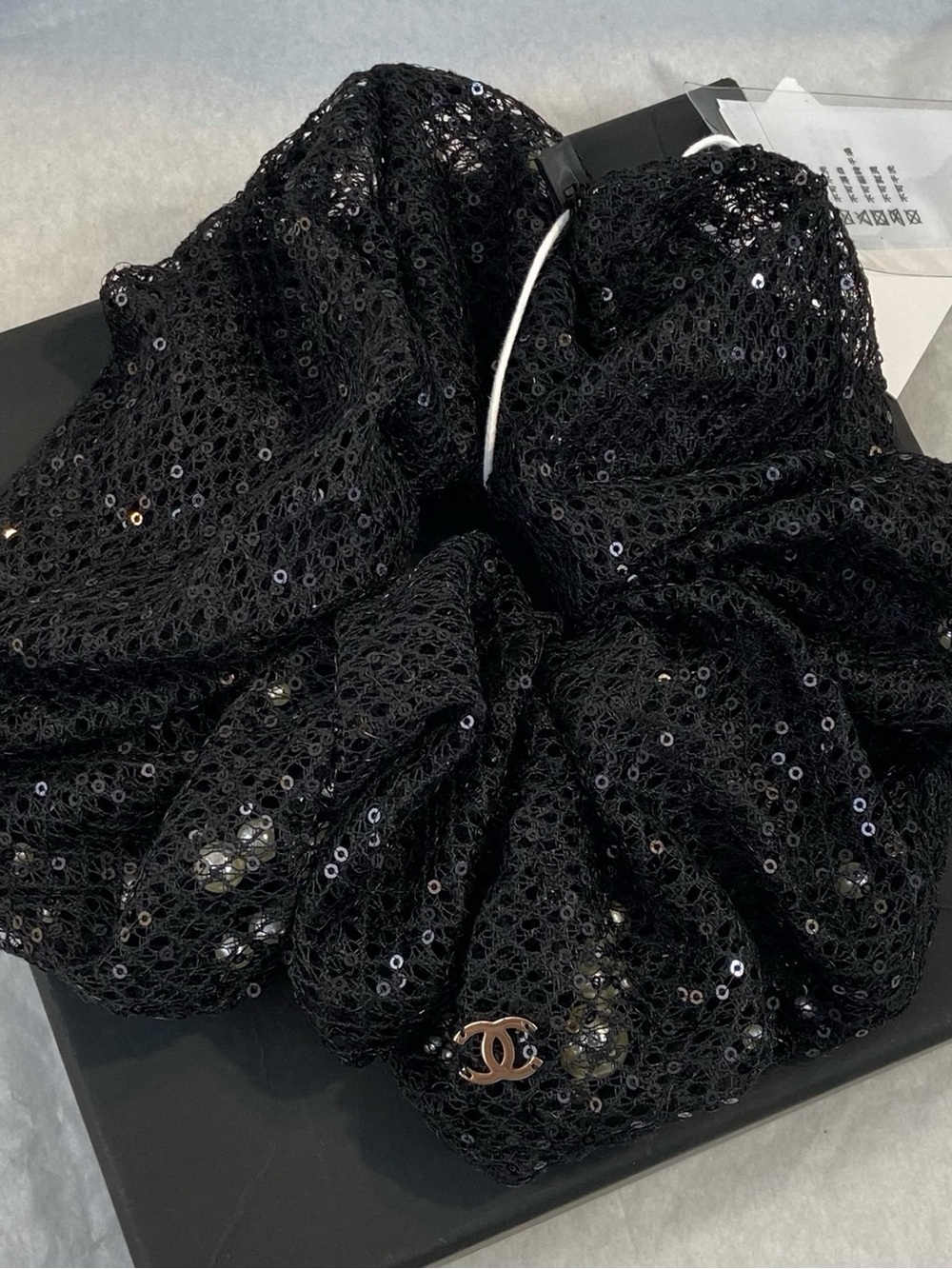 Black Sequin Mesh Scrunchie - Women Accessories - Picture 3 of 3